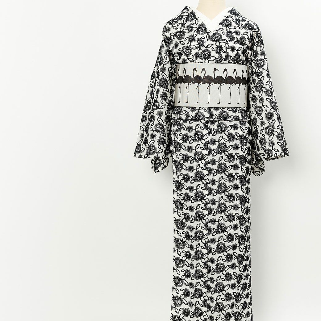 ＜レース着物　刺繍＞あざみ-水墨-mono