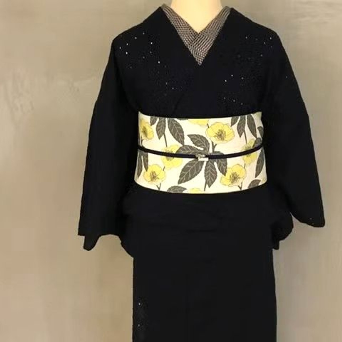 ＜リバーシブル半幅帯＞コクリコ（綿100%)