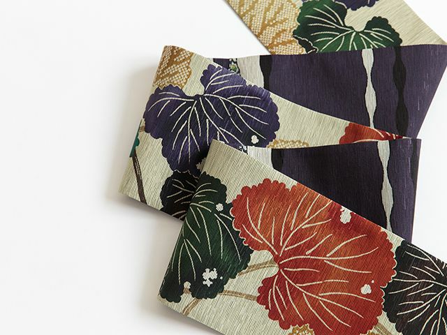 召しませ花　半幅帯　リバーシブル　絹 半幅帯 長尺 ベージュ 帯 リバーシブル 召しませ花 百鬼夜行 日本製