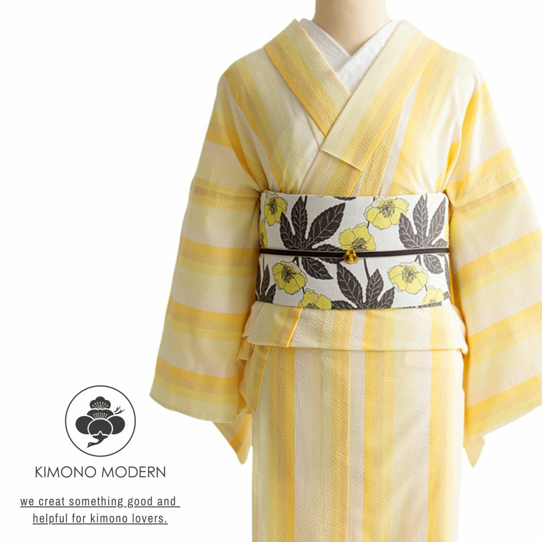 阿波しじら＞盛夏も着用OK!涼しいシボ感、夏キモノ- グラデーション縞 