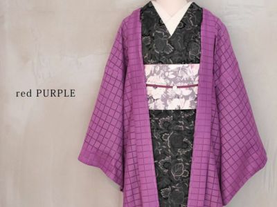 大セール★美品　レース羽織　紫　ハンドメイド　★ c0041e トップス