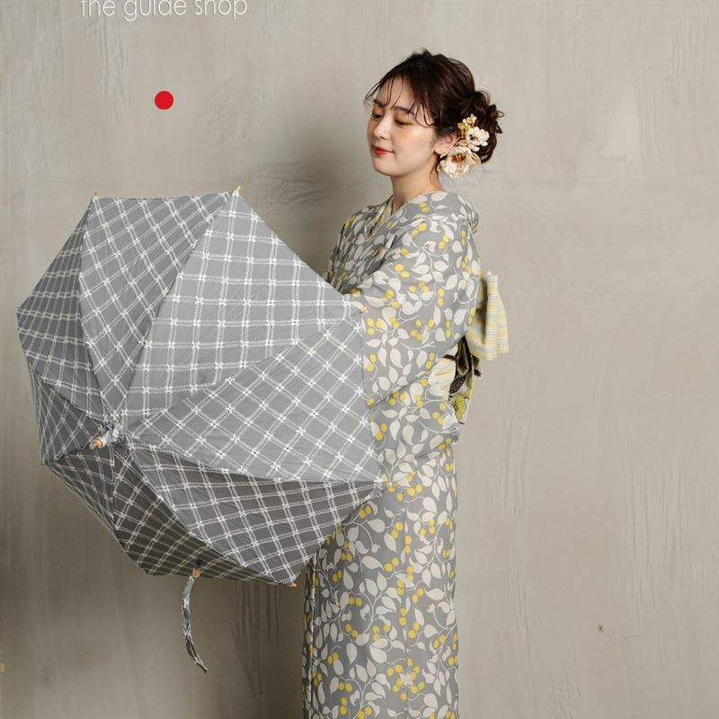 【ゆいがく】キモノモダン　日傘　新品 ☆【産直】Ki－yanオーガンジーカットワーク刺繍かわず張り