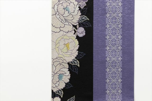 召しませ花＞リバーシブル半幅帯-芍薬－black | 着物や浴衣なら