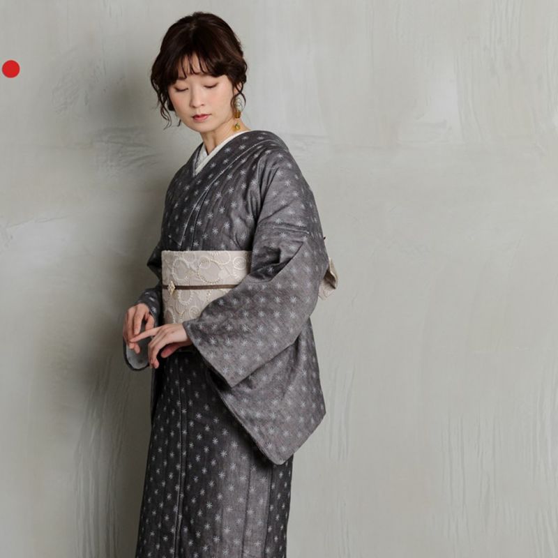 米織小紋＞SNOW＊GRAY（両面お仕立て可・綿100%・別送品