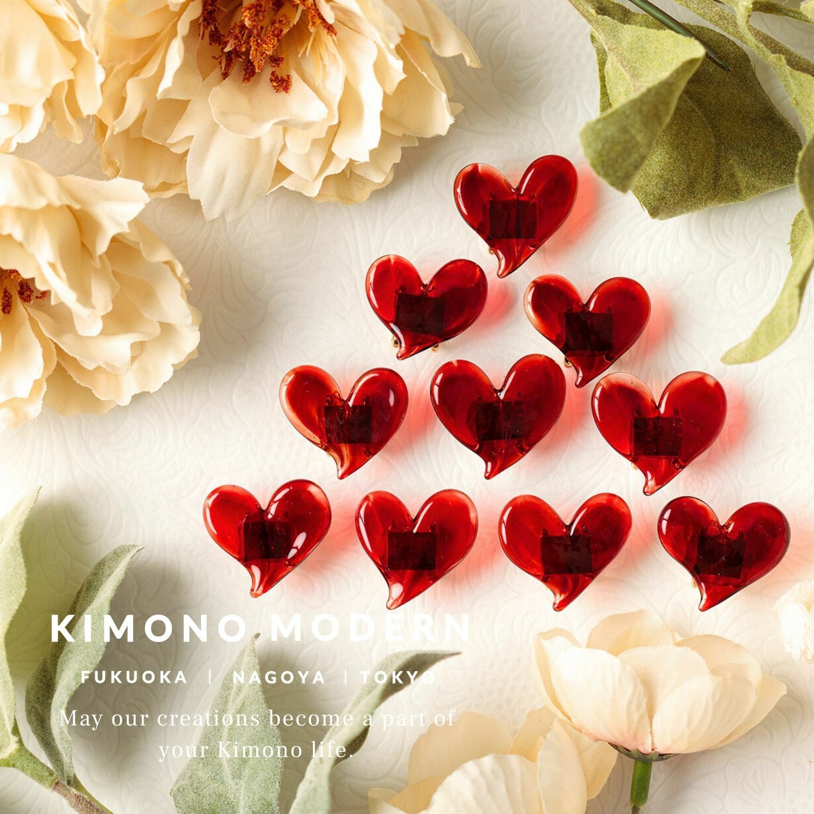 ＜itsuka glass works＞帯留めーLove Love Love