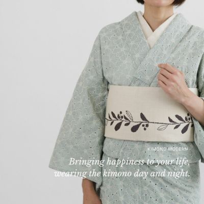 レース刺繍着物＞ハナミズキ－mint | 着物や浴衣なら和モダン着物・帯を楽しむKIMONO MODERN