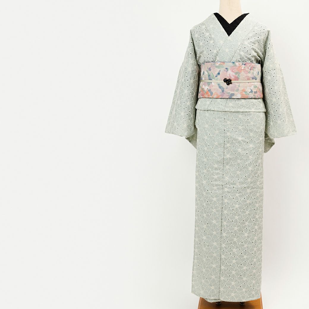 レース刺繍着物＞ハナミズキ－mint | 着物や浴衣なら和モダン着物・帯