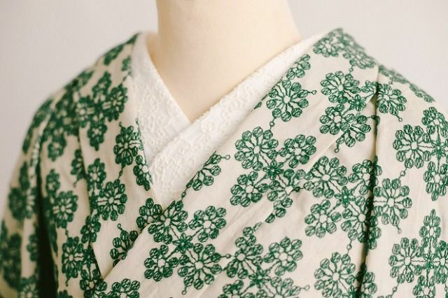 レース刺繍着物＞MOROCCO-MOSS green | 着物や浴衣なら和モダン着物