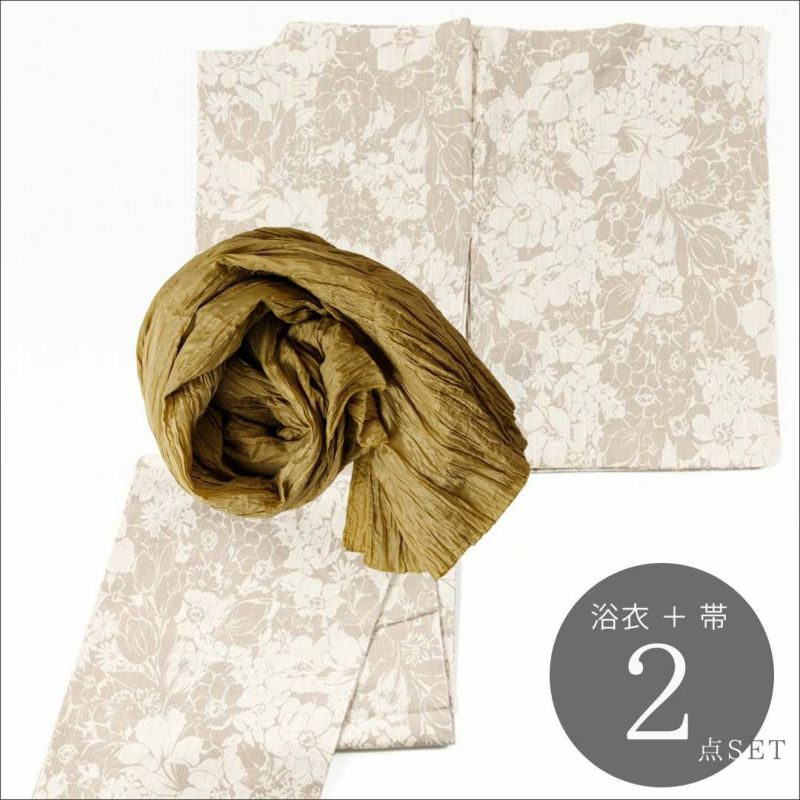 ＜浴衣コーデSET＞FLOWERSノスタルジー| VEIGE（即納品 | 浴衣+半幅帯２点セット）