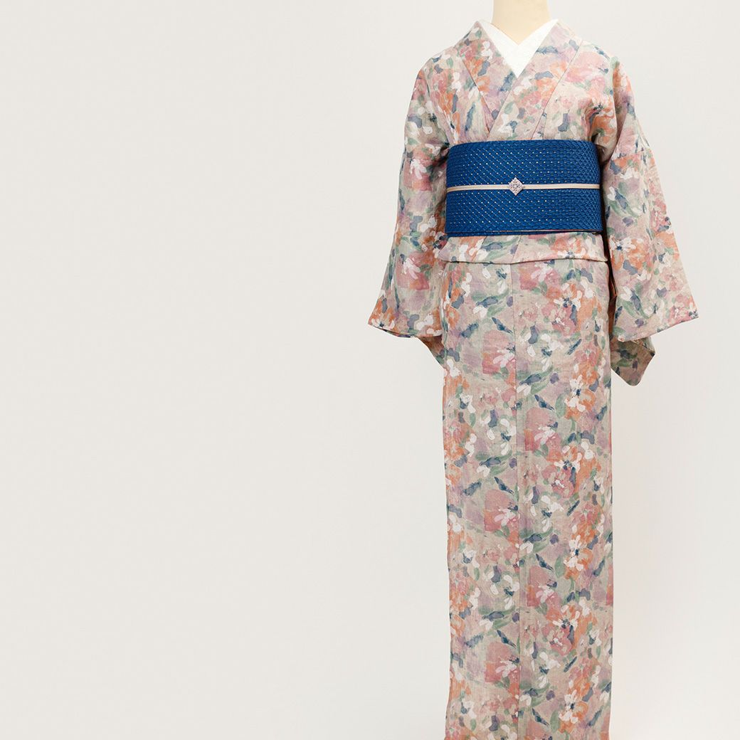 リネン着物 BOTANICAL（2色・麻100%）COTTON CANDY