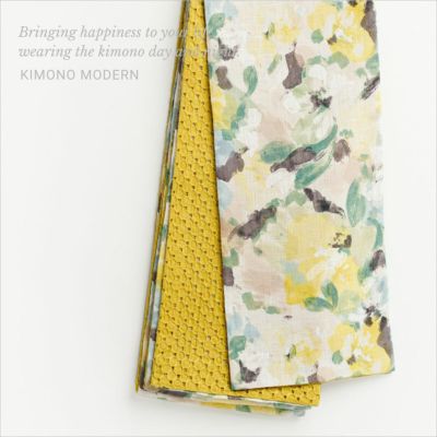 リバーシブル半幅帯＞LEGOなリネンのBOTANICAL （2色） SUN | 着物や