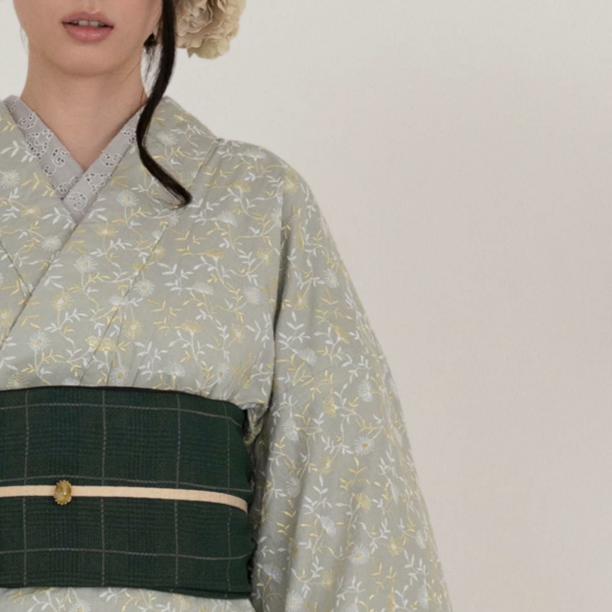 キモノMODERN割＞レース刺繍キモノーSpring Breeze-若草wakakusa