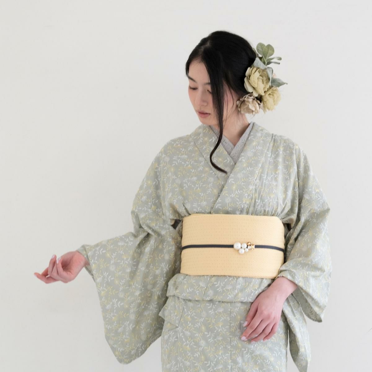 キモノMODERN割＞レース刺繍キモノーSpring Breeze-若草wakakusa