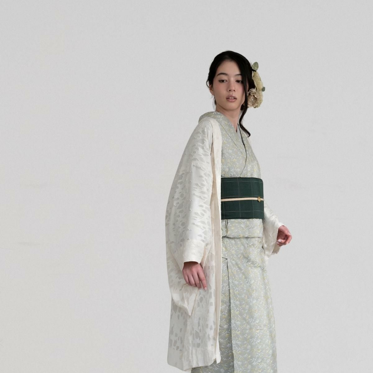 キモノMODERN割＞レース刺繍キモノーSpring Breeze-若草wakakusa