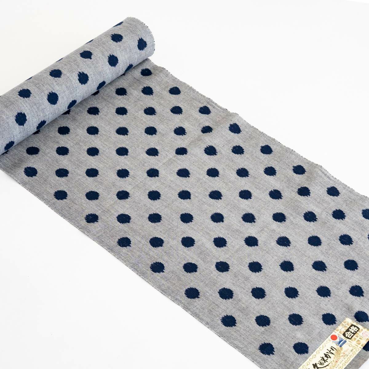 久留米絣＞現代的な色柄、昔ながらの伝統-POLKA DOTS gray（綿100